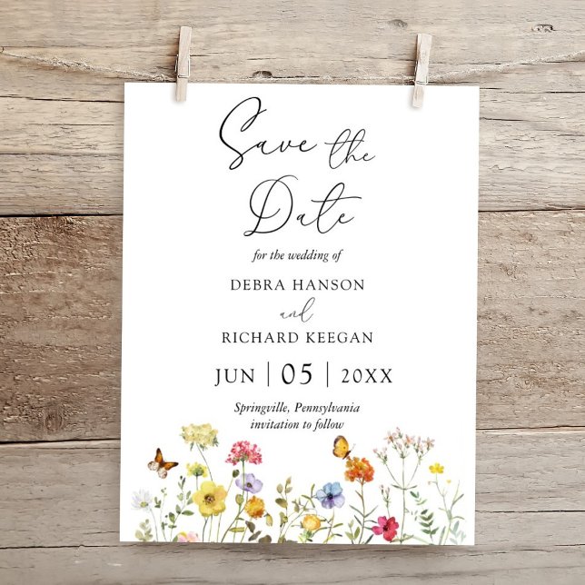 Wildflower Botanical Colourful Floral Save The Dat Date (Creator Uploaded)