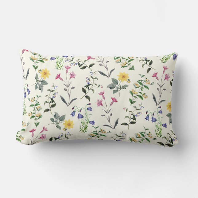 Wildflower Botanical Floral Lumbar Pillow (Front)