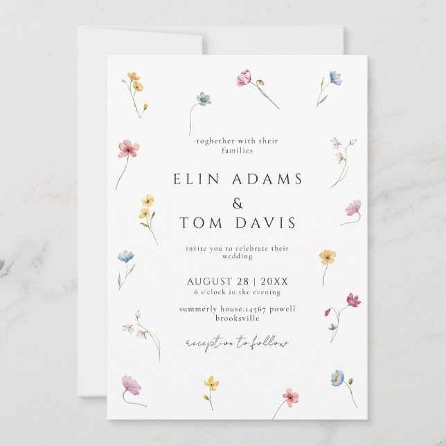 Wildflower Botanical Floral Wedding Invitation (Front)