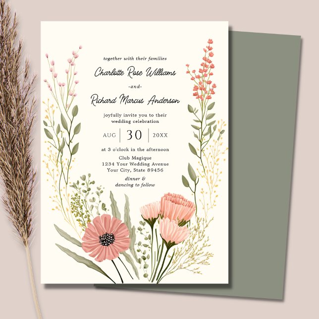 Wildflower Botanical Garden Spring Wedding Invitation (Creator Uploaded)
