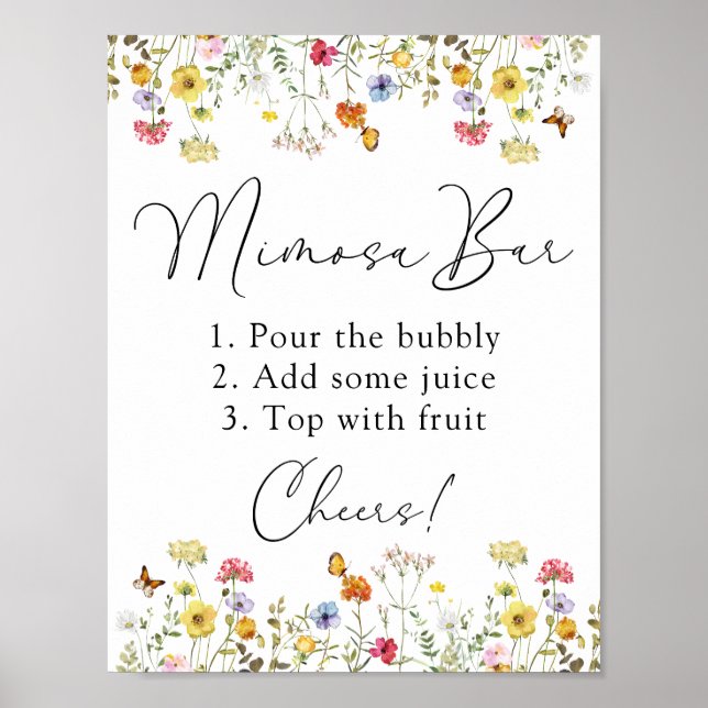 Wildflower Botanical Mimosa Brunch Bar Sign (Front)