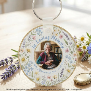 Wildflower Botanical Pastel Blue Key Ring