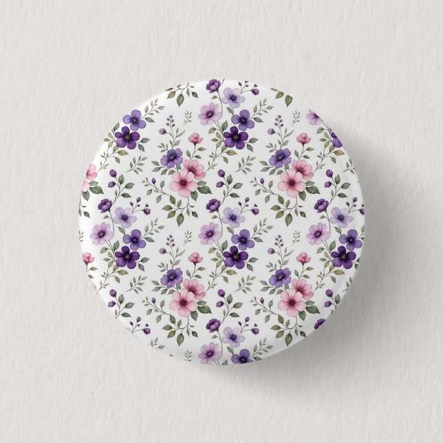  Wildflower Botanical Pin Button (Front)