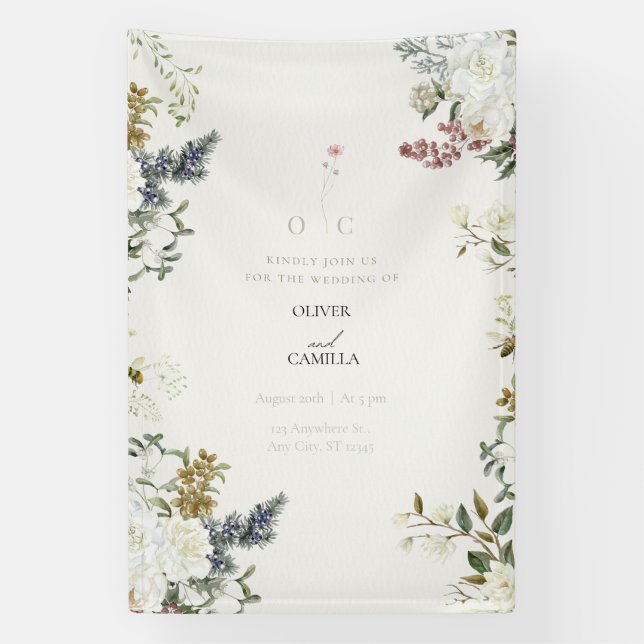 Wildflower Botanical Wedding Banner  (Vertical)