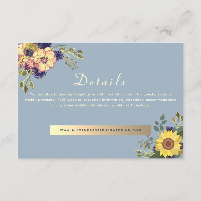 Wildflower Botanical Wedding Details Enclosure Card (Front)