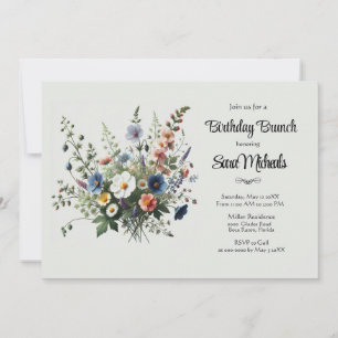 Wildflower Bouquet Birthday Brunch Invitation