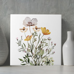 Wildflower Bouquet Boho Aesthetic Tile