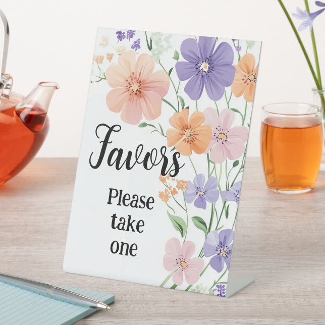 Wildflower Bouquet Floral Favours Please Take One Pedestal Sign (In SItu)