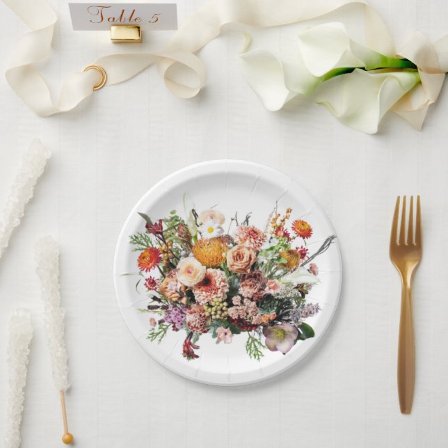 Wildflower Bouquet Floral Paper Plate (Wedding)