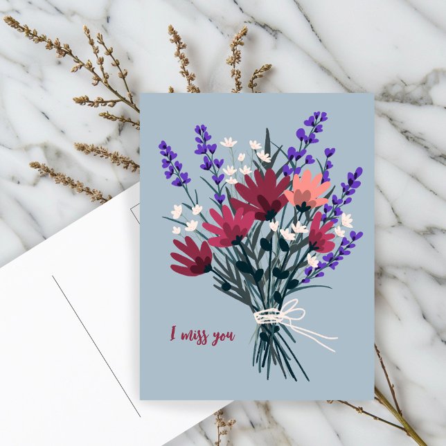 Wildflower Bouquet I MISS YOU Pretty CUSTOM Postcard (Wildflower Bouquet I MISS YOU Pretty CUSTOM Postcard
)