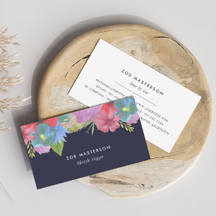 Wildflower Bouquet   Midnight Blue Business Card
