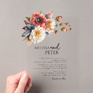 Wildflower Bouquet of Flowers Wedding Acrylic Invitations