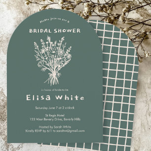Wildflower Bouquet Rustic Arch Whimsical Shower  Invitation