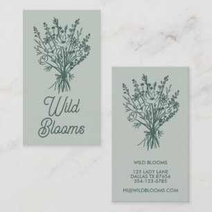 Wildflower Bouquet Rustic Minimal Floral Sage Chic Business Card