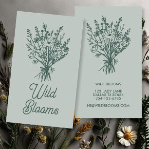 Wildflower Bouquet Rustic Minimal Floral Sage Chic Business Card