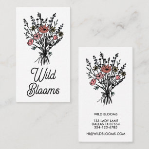Wildflower Bouquet Rustic Minimal Simple Floral  Business Card
