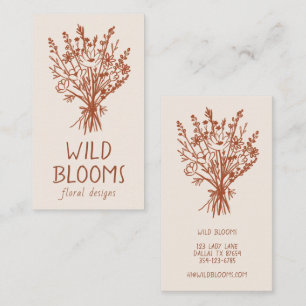 Wildflower Bouquet Rustic Minimal Simple Floral  Business Card