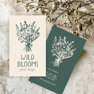 Wildflower Bouquet Rustic Minimal Simple Floral  Business Card