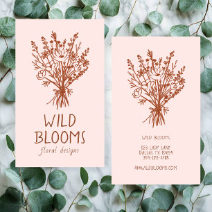 Wildflower Bouquet Rustic Minimal Simple Floral  Business Card