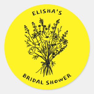 Wildflower Bouquet Rustic Whimsical Bridal Shower Classic Round Sticker