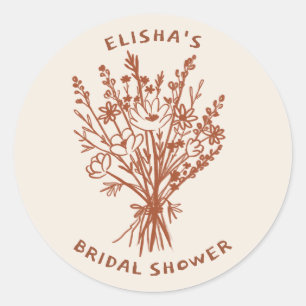 Wildflower Bouquet Rustic Whimsical Bridal Shower  Classic Round Sticker