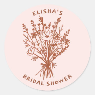Wildflower Bouquet Rustic Whimsical Bridal Shower  Classic Round Sticker