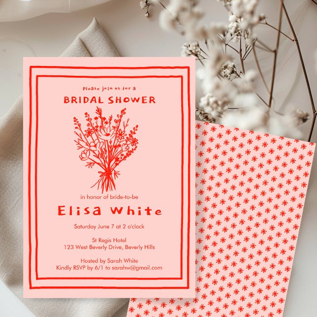 Wildflower Bouquet Rustic Whimsical Bridal Shower  Invitation (Wildflower Bouquet Rustic Whimsical Bridal Shower Invitation
)