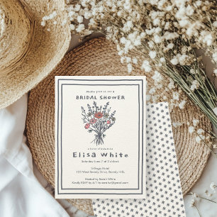Wildflower Bouquet Rustic Whimsical Bridal Shower Invitation