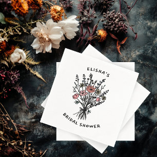 Wildflower Bouquet Rustic Whimsical Bridal Shower Napkin