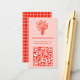 Wildflower Bouquet Rustic Whimsical QR Code Bridal Enclosure Card