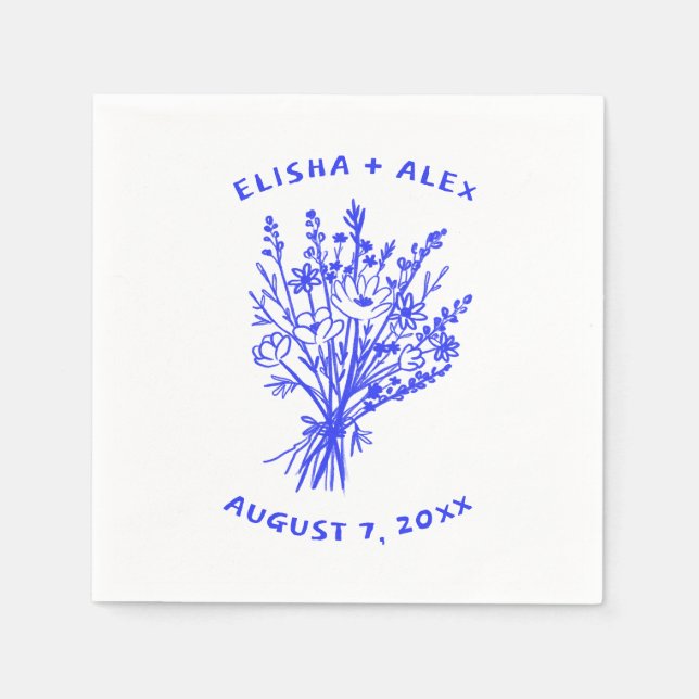 Wildflower Bouquet Rustic Whimsical Wedding Bloom  Napkin (Front)