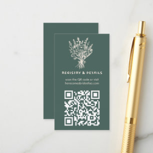 Wildflower Bouquet Whimsical QR Code Rustic Bridal Enclosure Card