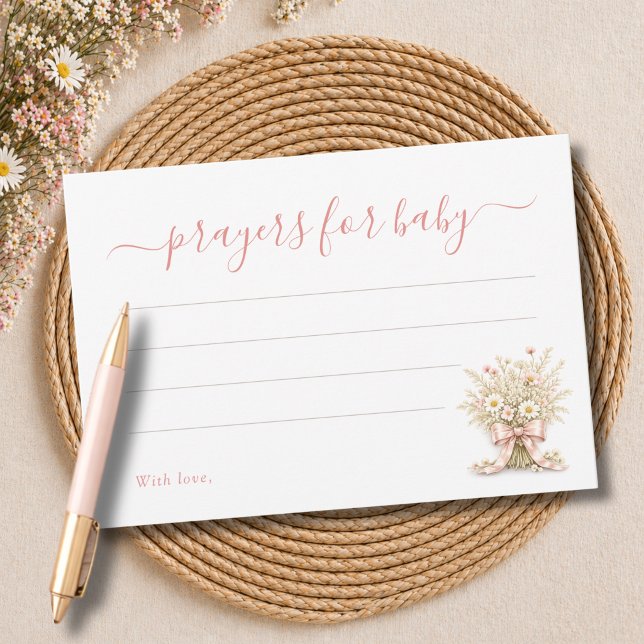 Wildflower Bow Baby Shower Prayers For Baby Card (Creator Uploaded)