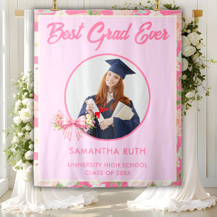 Wildflower Bow Best Grad Ever Photo Grad Backdrop Tapestry