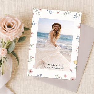 Wildflower Bow Photo Grad Party Invitation Postcard