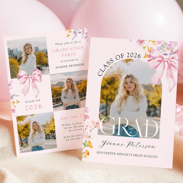 Wildflower & Bows Graduation Invitation (Creator Uploaded)