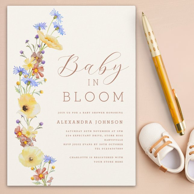 Wildflower Boy Baby Shower Invitation (Wildflower Baby in bloom boy baby shower)