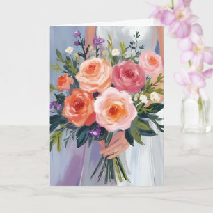 Wildflower Bridal Bouquet Floral Wedding Bride Card
