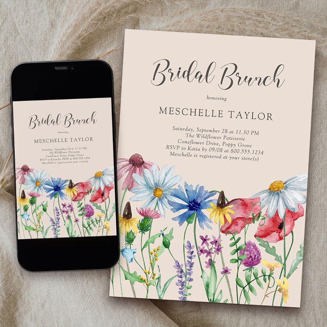 Wildflower Bridal Brunch Rustic Country Garden Invitation (Bridal Brunch Invitation from my Wildflower Charm collection)