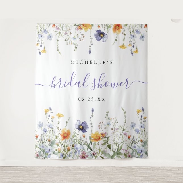 Wildflower Bridal Shower Backdrop Tapestry (Front)