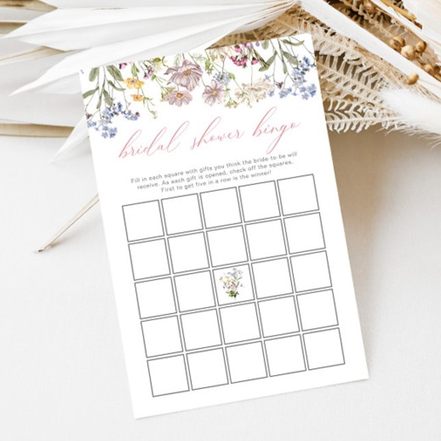 Wildflower Bridal Shower Bingo Floral Pink Boho (Creator Uploaded)