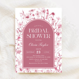 Wildflower Bridal Shower Blush Pink Floral Invitation