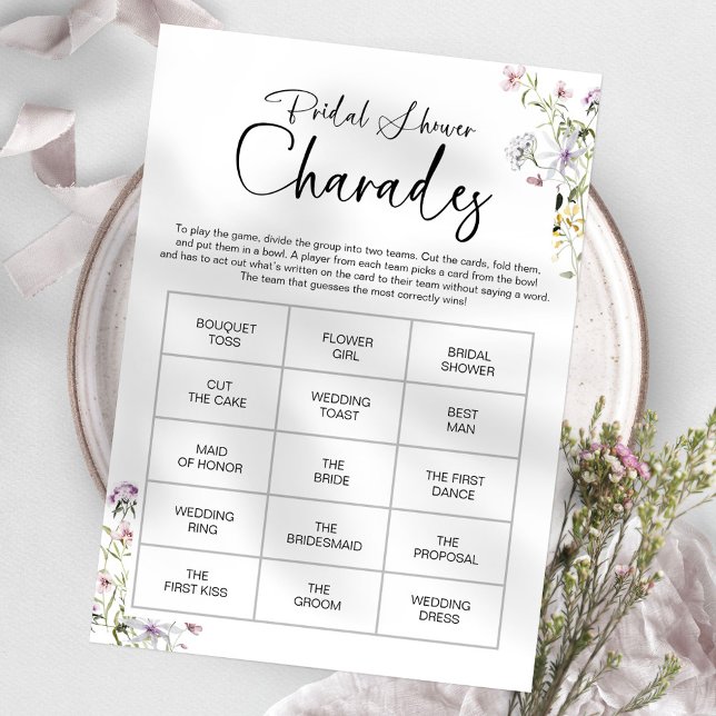 Wildflower Bridal Shower Charades Game  Invitation (Creator Uploaded)