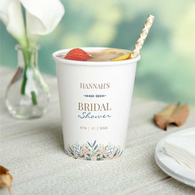 Wildflower Bridal Shower Custom Name Paper Cup (Insitu)