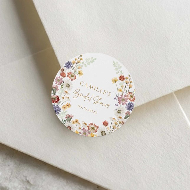 Wildflower Bridal Shower Favour Sticker (Wildflower Envelope Seal Sticker)