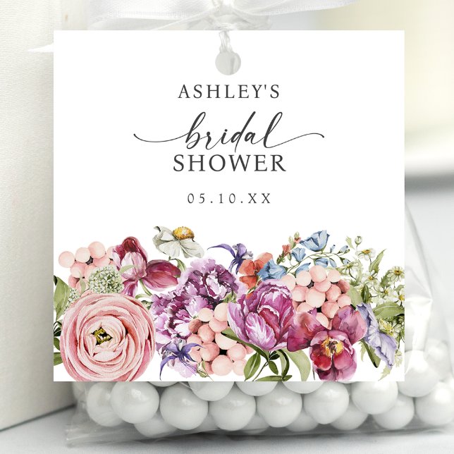 Wildflower Bridal Shower Favour Tags (Jewel Tone Wildflower Bridal Shower Favor Tags by Painted Paperie
)