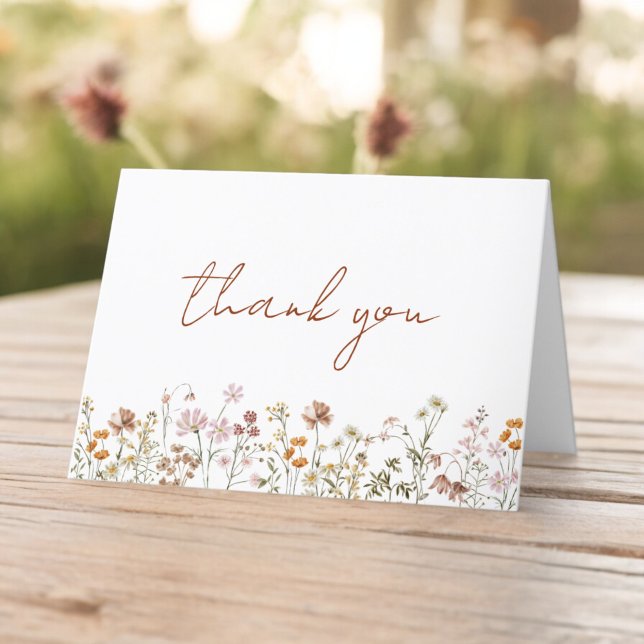 Wildflower Bridal Shower Floral Boho Garden Thank You Card (Creator Uploaded)