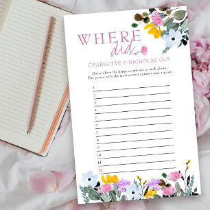 Wildflower Bridal Shower Game Where Did They Go?