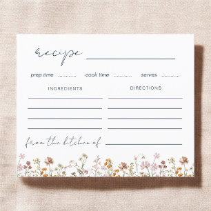 Wildflower Bridal Shower Garden Recipe Card