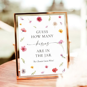 Wildflower Bridal Shower Guess How Many Kisses Poster